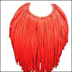 Jersey knit fabric fringe necklace that can be customized in any color of your choosing  and length. This piece is perfect for day or night wear. This chic design is perfect accessory for adding the cherry on top to any ensemble and standing out in the crowd. Collar Verde, Necklaces Bead, Boho Beaded Necklace, Necklace Collar, Red Necklace, Fringe Necklace, Necklace Red, Modern Necklaces, Necklace Boho