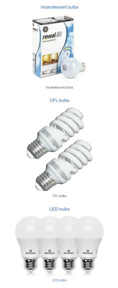 several different types of light bulbs and their packagings are shown in this graphic diagram