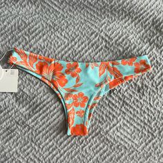 Nwt :) Size Large Blue Swimwear With Vibrant Print For Spring, Vibrant Blue Printed Swimwear, Spring Blue Swimwear With Vibrant Print, Casual Orange Floral Print Swimwear, Triangle Swimsuit Top, Minimal Top, Triangle Swimsuit, Halter Bralette, Golden Girl