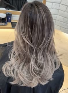 Cool Tone Light Brown Hair Balayage, Milktea Hair Balayage, Light Brown Grey Hair, Mushroom Hair Color With Highlights, Baby Light Hair, Hair Color Ideas For Brunettes With Highlights, Smoky Hair Color, Gray Balayage Hair, Grey Blonde Balayage