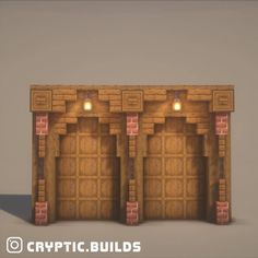 three doors with brick pillars in front of them and the words graphic build on it