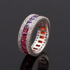 Multi Color Ring Silver Ring Wedding times Ring for Someone special, Emitisan Triple Color Gift for her Stones Gift for her Handmade Ring Material : 925 Sterling silver  Stone : Multi-color Emitisan Stone  Do you Want more best products have You Clicked It : https://www.etsy.com/in-en/shop/RivikaDesigns/edit?ref=seller-platform-mcnav Elegant Multicolor Rings For Anniversary, Multicolor Cubic Zirconia Rings For Formal Occasions, Multicolor Rings With Halo Setting For Anniversary, Elegant Multicolor Diamond Ring As A Gift, Elegant Multicolor Diamond Ring For Gift, Multicolor Halo Setting Rings For Anniversary, Elegant Multicolor Diamond Ring As Gift, Elegant Wedding Crystal Ring With Channel Set, Pink Multi-stone Diamond Ring For Wedding