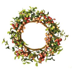 a wreath made out of branches and apples