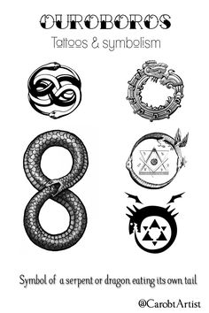 the symbols for tattoo and symbolism are shown in black and white, as well as an