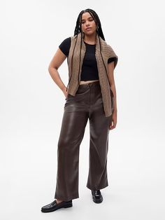 Mid Rise Vegan Leather Loose Pants | Gap Vegan Leather Pants, Loose Trousers, Leather Trousers, Loose Pants, Faux Leather Pants, Back Patch, Inspiration Style, Men Boys, The Gap