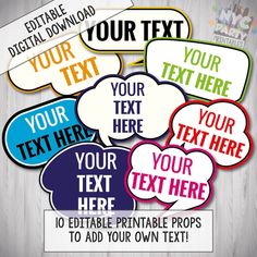 colorful speech bubbles with your text on them for free printable tags or stickers