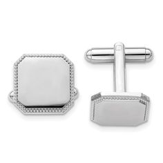 Kelly Waters Rhodium-plated Square Beaded Engravable Cuff Links fine designer jewelry for men and women Packaging Gift, Square Bead, Cuff Links, Rhodium Plated, Formal Event, Light Up, Primary Colors, Cufflinks, Classic Style