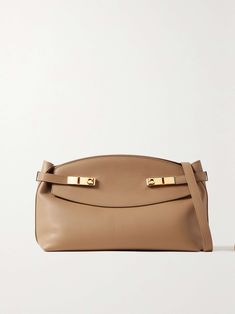 Formal Beige Shoulder Bag With Palladium Hardware, Beige Shoulder Bag With Palladium Hardware For Evening, Beige Evening Shoulder Bag With Palladium Hardware, Elegant Calf Leather Pouch Shoulder Bag, Ferragamo Bag, Denim Flats, Accessories Bags Shoes, Fancy Bags, Fine Jewelry Designers