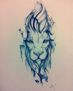 a drawing of a lion's head on a sheet of paper