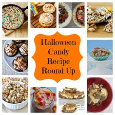 a collage of halloween candy recipe round up