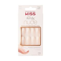 KISS Salon Acrylic Nude French Manicure Chip-Proof Smudge-Proof Ready-To-Wear Fake Nails are the easiest and quickest way to get a perfect, professional looking nude French manicure at home. Style ‘Leilani’ features medium length, oval glue-on nails with a bubble-free, flawless finish. These false nails are thinner at the cuticle for a seamless look. These DIY fake nails have the look and strength of salon acrylic nails, but they glue-on in minutes and require no curing lights. Acrylic-infused t Acrylic French Manicure, Bubble Nails, Acrylic French, Pink Gel Nails, Kiss Nails, Pink Gel, Nagel Tips, Manicure Y Pedicure, Manicure Set