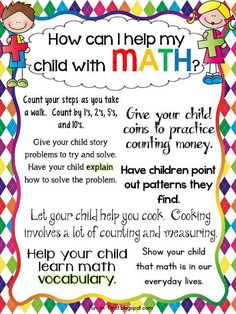 a poster with the words how can i help my child with math?