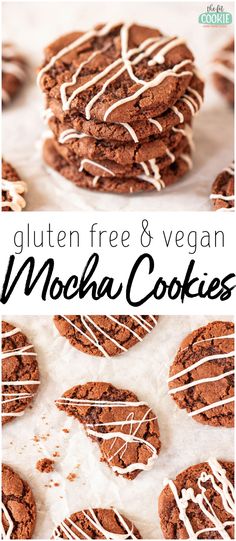 gluten free and vegan mocha cookies with white icing