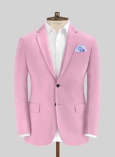 Menswear that whispers rather than shouts, our Italian Pink Cotton Suit can be relied upon for elegant simplicity season after season. Crafted from premium pure cotton fibers, this fabric boasts a soft and durable texture, ensuring its longevity throughout the years. The vibrant yet gentle shade of pink, coupled with its solid texture, adds a touch of brightness to your smart-casual wardrobe, making a stylish statement. This cotton suit is incredibly versatile and suitable for various settings, Cotton Long Sleeve Suits For Semi-formal Occasions, Semi-formal Long Sleeve Cotton Suits, Classic Solid Cotton Suits, Cotton Single Button Business Suits, Single Button Cotton Business Suit, Cotton Suits With Welt Pockets And Flat Front, Elegant Solid Color Cotton Outerwear, Classic Cotton Sport Coat For Semi-formal Occasions, Elegant Cotton Sport Coat For Formal Occasions