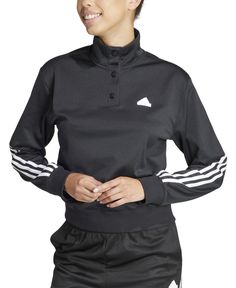 in stock Adidas Track Top, Adidas Track, Striped Jacket, Adidas Sportswear, Striped Sleeve, Maternity Tops, Womens Activewear, Track Jacket, Adidas Logo