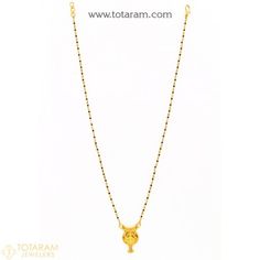 22K Gold Mangalsutra (Nallapusalu) Black Beads Chain In Length 19.0 inches - 235-BBC1382 - Buy this Latest Indian Gold Jewelry Design in 9.200 Grams for a low price of  $595.08 Black Beads Chains, Chains With Pendants, Short Mangalsutra, Black Beads Chain, Indian Gold Jewellery Design, Indian Gold Jewelry, Mangalsutra Chain, 22k Gold Jewelry, South Indian Weddings