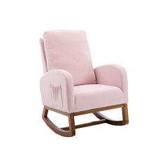 a pink rocking chair on a white background