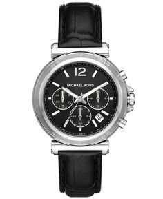 in stock Black Leather Watch, Chronograph, Leather Watch, Black Leather, In Store, Pick Up, Buy Online, Michael Kors, Free Shipping