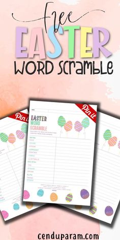 free printable Easter worksheets for kids. This one is a free Easter word scramble Easter Worksheets For Kids, Easter Word Scramble, Kids Easter Egg Hunt, Fun Easter Activities, Easter Activities For Preschool, Printable Easter Activities, Easter Games For Kids, Easter Party Games, Creative Date Night Ideas