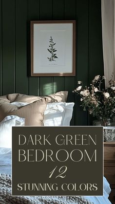 dark green bedroom Bedroom Paint Colors Benjamin Moore, Dark Green Painting, Hunter Green Bedrooms, Sherwin Williams Paint Colors Green, Dark Green Paint Colors, Green Paint Colors Bedroom, Green Bedroom Colors, Green Bedroom Paint