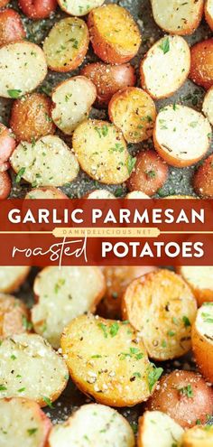 garlic parmesan roasted potatoes are the perfect side dish for any holiday dinner or appetizer