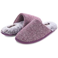 Your new favorite indoor-outdoor slippers! An around-the-house must-have, this open-back slip-on style includes the perfect combination of soft velour and plush faux fur that cradles the foot. Featuring a waffle knit upper that is breathable yet insulating, slip into this house shoe and relish over how amazing they look and feel. House Shoes Slippers, Foam Slippers, Indoor Outdoor Slippers, Faux Fur Slippers, Outdoor Slippers, Fuzzy Slippers, Fur Slippers, Round Toe Heels, Slipper Socks