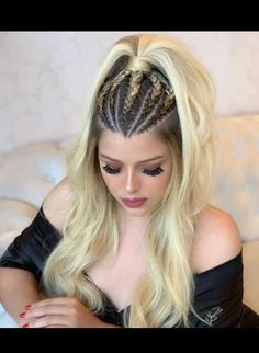 Gymnast Hair, Burning Man Hair, Tennis Hairstyles, Gabby Barrett, Curly Braided Hairstyles, Viking Hair, Braided Ponytail Hairstyles, Dance Hairstyles, Cool Braids