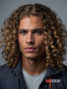 Curly hair holds so much potential for dramatic and eye-catching styles. For men aged 25 to 40 with more prominent cheekbones, a longer curly hairstyle can really highlight their features. This look is particularly impactful when worn in a lively urban environment or while making an appearance at a trendy nightclub. Clients often pair this style with bold, statement clothing that mirrors the boldness of their curls—think vibrant colors and patterns that pop. Prominent Cheekbones, Long Haircut Ideas, Long Hair Cuts Straight, Bleached Hair Men, Haircut Ideas For Men, Hair References, Surfer Hair, Shoulder Length Curly Hair