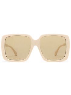 cream white acetate slogan print to the side square frame tinted lenses straight arms curved tips These glasses come with a protective case. Sunglasses White, Gucci Eyewear, Square Frame, Sunglass Frames, Square Frames, Cream White, Protective Cases, Sunglasses Accessories, Lenses