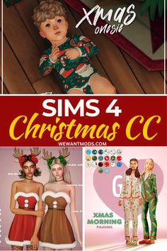 sims 4 christmas cc collage Sims 4 Christmas Challenge, Sims 4 Pink Christmas Cc, The Sims 4 Christmas Family Poses, Christmas Sims 4 House, Christmas Decor Sims 4