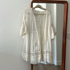 I Purchased This For Maternity Photos It’s Very Flowey And Beautiful But Wore Something Else. It’s Darling. New With Tags. Ivory. Lace. Off White Dresses With Lace Trim For Day Out, Off White Lace Trim Dress For Day Out, Off White Flowy Dress For Daywear, Cream Tunic Dress For Daywear, Off-white Dresses With Lace Trim For Day Out, Off-white Flowy Dress For Daywear, White Lace Trim Tunic Dress, Bohemian Lace Maternity Dress, Lacy Boho Maternity Dress