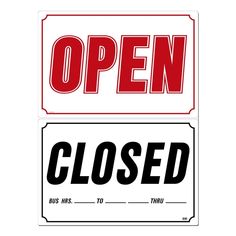 an open and closed sign are shown