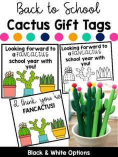 back to school cactus gift tags with free printables