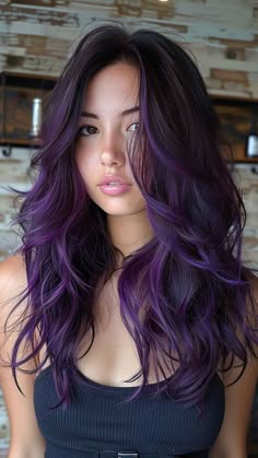 30 Hair Color, Purple Balayage, Dark Purple Hair, Violet Hair, Hair Color Purple, Hair Dye Ideas, Pretty Hair Color, Hair Dye Colors, Summer Hair Color