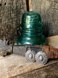 Western Style Round Concho Earrings - 1" long earring & fish hook - Antique silver plate - Nickel, Lead & Chrome free Cuffs Earrings, Concho Earrings, Horse Hair Bracelet, Earrings Western, Long Earring, Southwestern Jewelry, 30 Gifts, Trading Company, Horse Hair