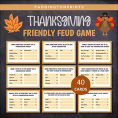 the thanksgiving friendly game is shown with an image of a turkey on it