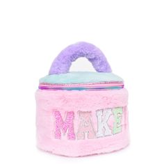 Soft and stylish, this "MAKEUP' color blocked plush glam bag is the ultimate organization essential! Detailed with rainbow varsity letter applique patches. Your mini will fall in love with this perfectly plush packing must-have! Dimensions 5.50”H x 7.50”W x 7.50”D Trendy Plush Bags For Everyday Use, Trendy Everyday Bag With Letter Patch, Letter Applique, Ultimate Organization, Organization Essentials, Backpack Lunch Bag, Varsity Letter, Applique Patches, Glam Bag