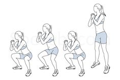 a woman doing squats in different positions