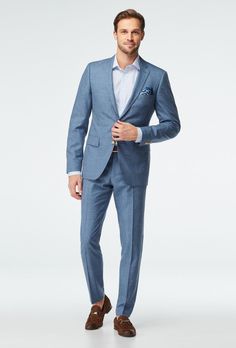 Pale Blue Suit Mens, Blue Linen Wedding Suit, Men Formal Wedding Attire, Dusty Blue Groomsmen Attire, Light Blue Suit Men, Blue Gray Suit, Resort Formal, Vacay Clothes, Homecoming Couple