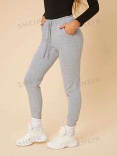 Free Returns ✓ Free Shipping✓. SHEIN PETITE Solid Drawstring Waist Sweatpants- Women Sweatpants at SHEIN. Women Sweatpants, Womens Sweatpants, Fashion Online Shop, Online Fashion, Drawstring Waist, All Fashion, Men's Clothing, Latest Trends, Sweatpants