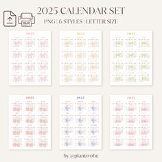 the 2012 calendar set is shown in pastel colors and includes four different designs for each month