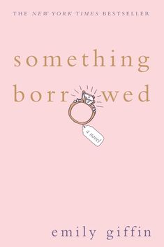 a pink book cover with an engagement ring on it and the title, something borrowed