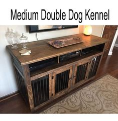 a dog kennel is shown with the words medium double dog kennel on it