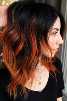 Orange Ombre Hair, Orange Highlights, Peekaboo Hair