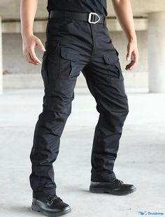 OrcaJump - Tactical Work Pants with Multi-Pocket Design, Straight Leg, Camo Print, Waterproof, Outdoor Sports, Hiking, Casual Military Military Style Work Pants For Outdoor Activities, Tactical Pants With Multiple Pockets For Outdoor, Black Techwear Work Pants With Pockets, Tactical Pants With Multiple Pockets For Outdoor Activities, Combat Style Work Pants For Outdoor Activities, Black Combat Parachute Pants For Outdoor, Combat Style Work Pants With Pockets For Outdoor Activities, Black Tactical Bottoms With Side Pockets, Tactical Hiking Pants With Pockets