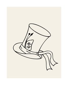 a black and white drawing of a top hat