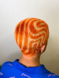 Orange Buzzcut, Buzz Cut Dyed Hair Men, Dyed Buzzcut Design, Buzz Cut Designs, David Hair