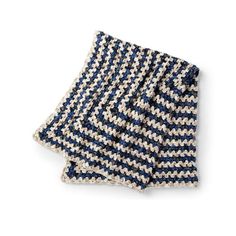 a blue and white knitted dishcloth