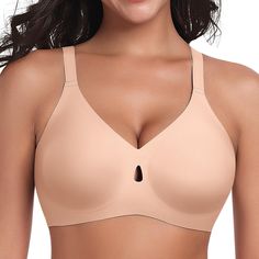 PRICES MAY VARY. Wireless Bras - Front cut out design, sexy, made from 55% Nylon & 45% Spandex, no underwire, soft, smooth, stretchy and comfortable, breathable and no odor. Our wireless push up bra hug your body gently, no restraint. An comfortable bras for women to wear it all day Supportive Bras for Women - Design with jelly stripes and 3D cup shape, soft and powerful. Our no underwire bras for women provides support and lift, which can help with sagging breasts and achieve a push up effect, Supportive Bras, Underwire Bras, Wireless Bras, Women Design, Comfortable Bras, Everyday Bra, Seamless Bra, Wireless Bra, Support Bras