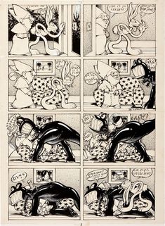 an old comic strip is shown in black and white